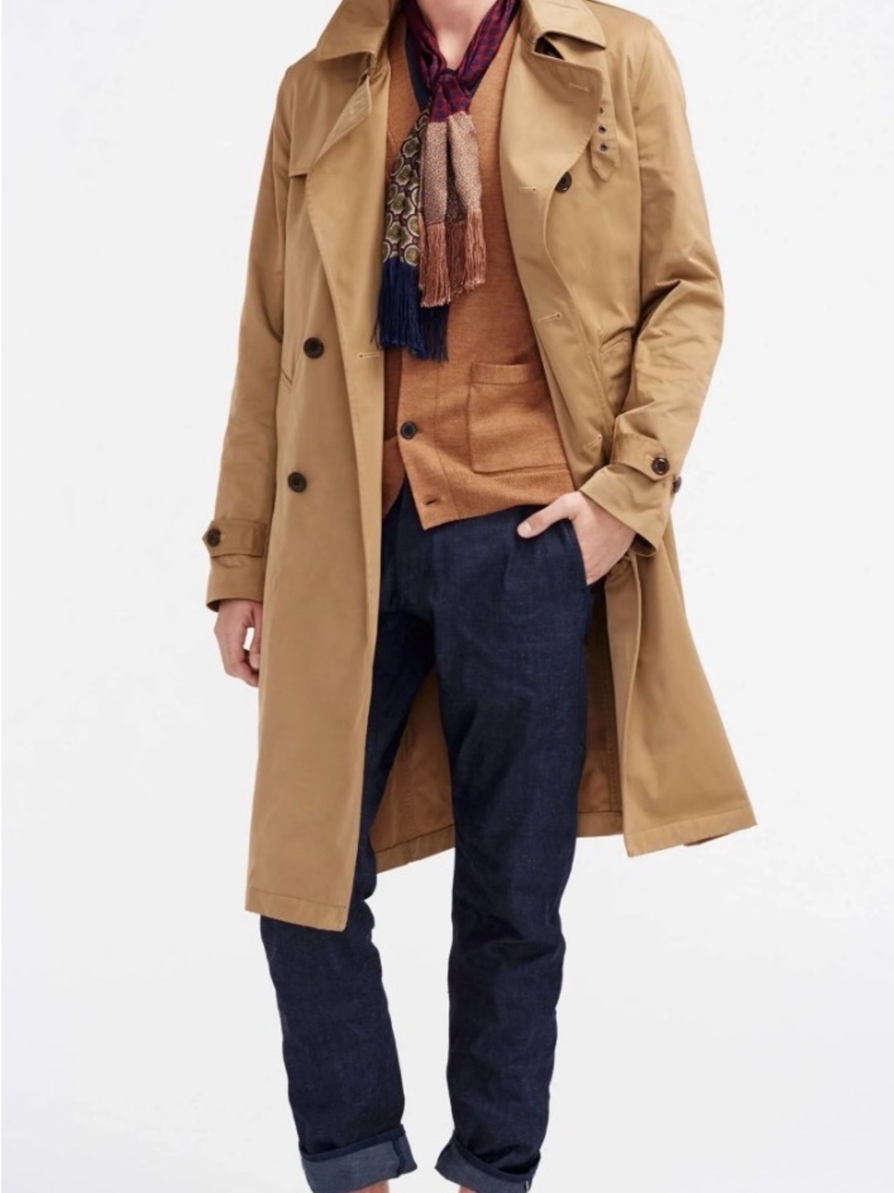 J. Crew Khaki Tan Double-Breasted Trench Coat